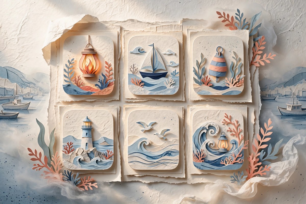 Paper lantern tokens arranged on a wall