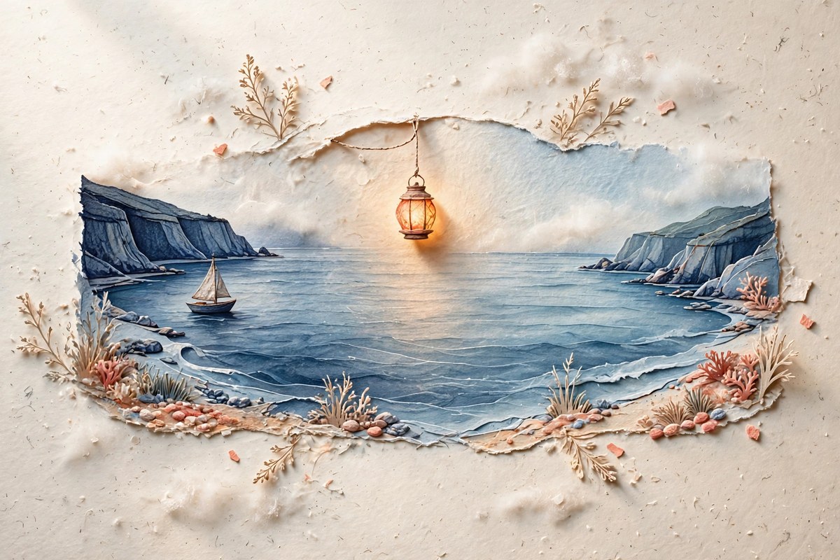 A lantern above a quiet harbor