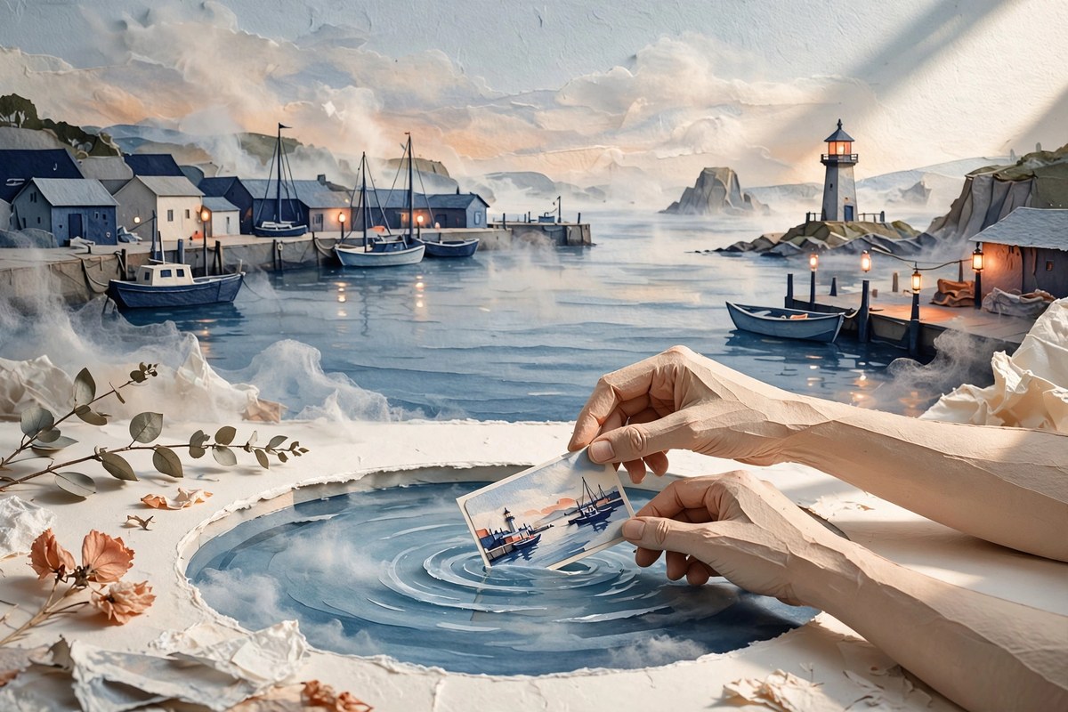 Hands placing a harbor card into a quiet pool
