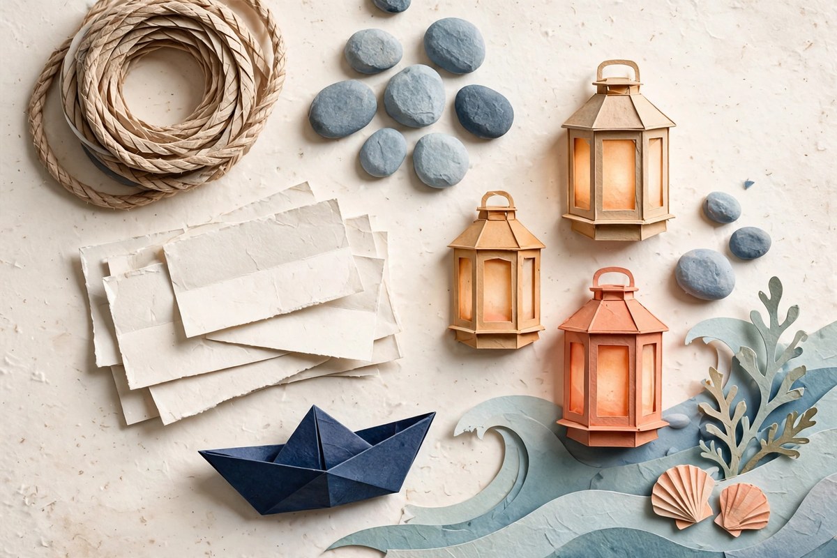 A tabletop with small harbor keepsakes