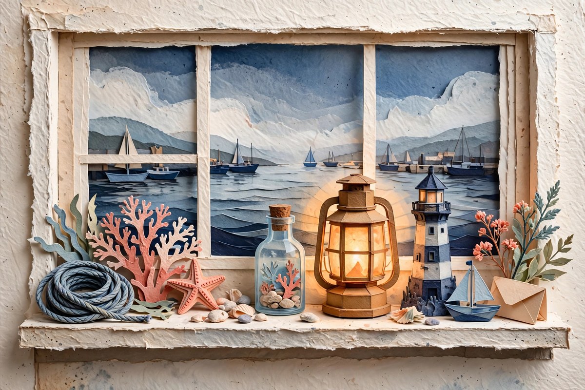 A small harbor shelf in warm light
